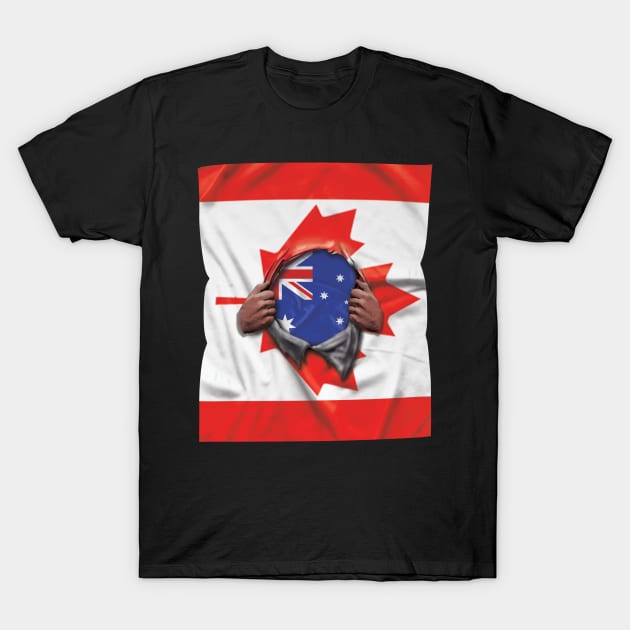 Australia Flag Canadian Flag Ripped - Gift for Canadian From Australia T-Shirt by Country Flags